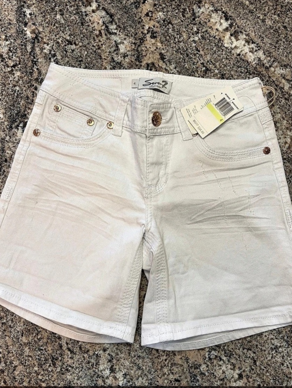 #1021 Seven7 MY3004B Brand New With Tags. Jean Shorts in White Size 4 NWT